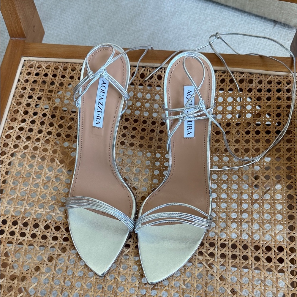 Aquazzura Silver Strappy Heels